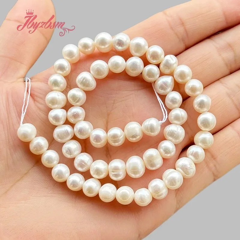 

Natural White Freshwater Pearl Round Stone Beads For Necklace Bracelet Jewelry Making Strand 15 Inches DIY Loose Beads 7-8mm
