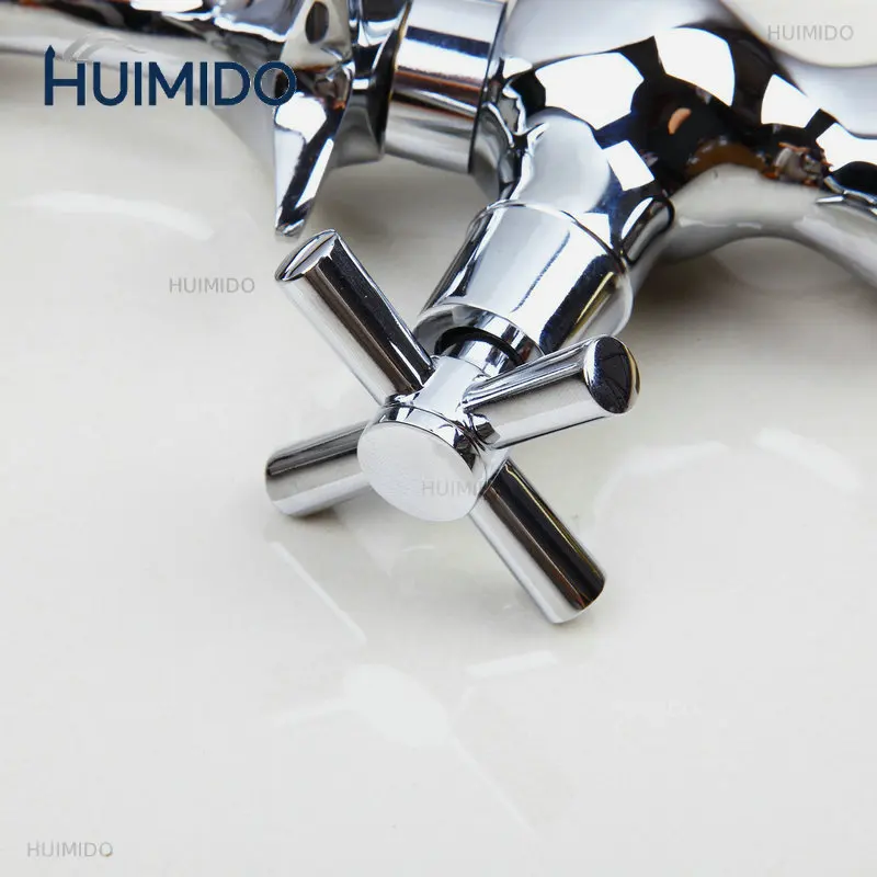 Bathroom kitchen Faucet Mixer Tap Dolphin Deck Mounted Dual Handle Single Hole Brass Chrome Polished Faucet Waterfall