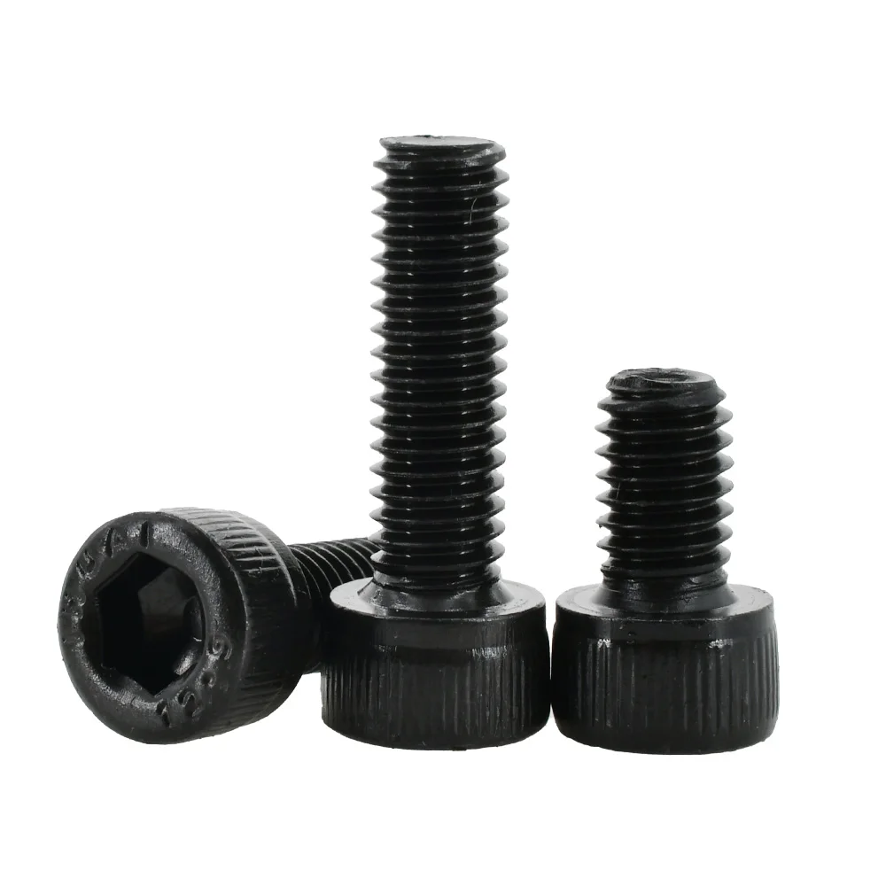 M2 M3 M4 M5 M6 12.9 Grade Hex Socket Cap Bolt Nut Kit Metric Thread Alloy Steel Machine Screws DIN912 Scooter Black Allen Bolts