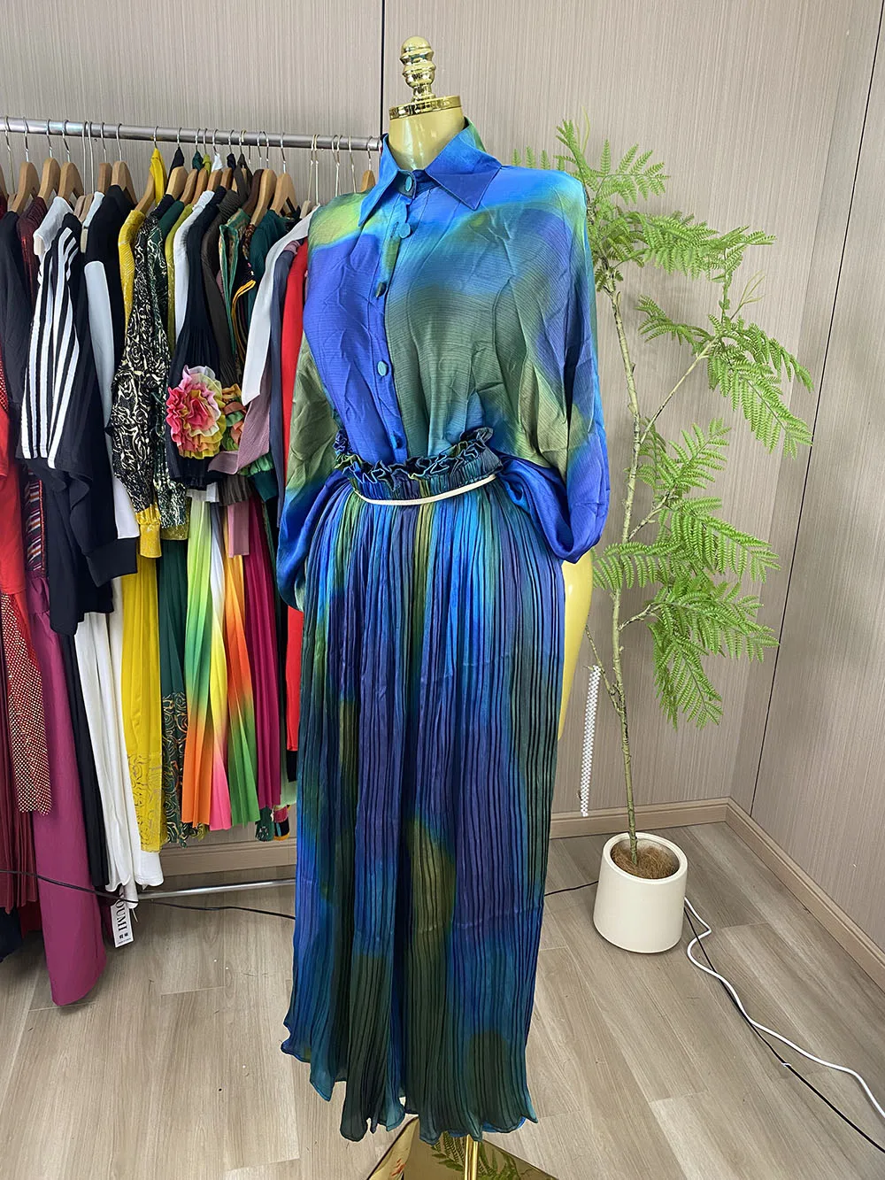 Vintage-style stand-collar, single-breasted, cable-knit, loose-fit, plus-size long dress for women-GZXX1213