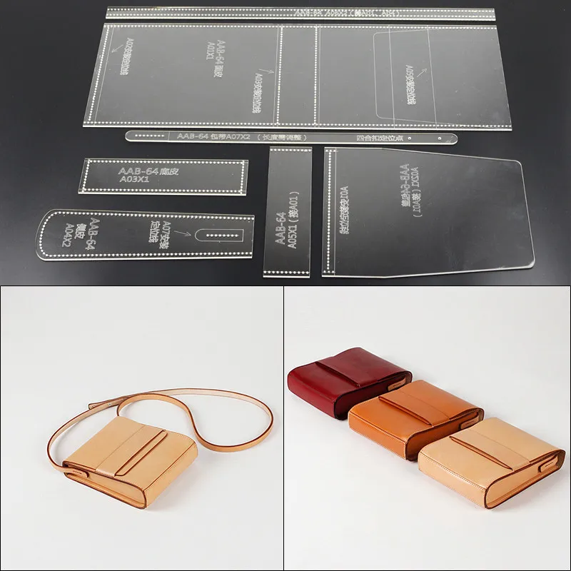 Acrylic Leather Handbag Template for DIY Hobby, Shoulder Bag, Leathercraft Pattern, 1 Set