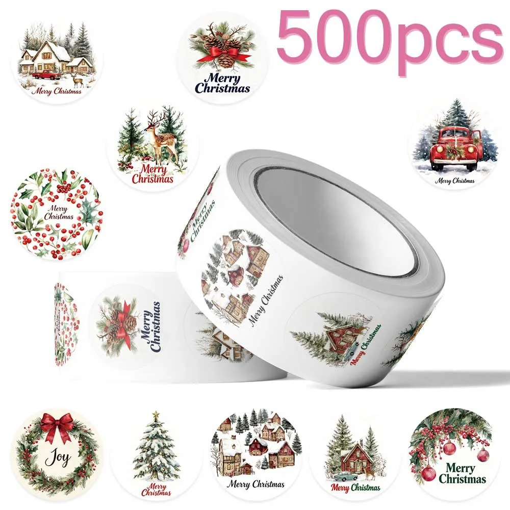 

500pcs/Roll Merry Christmas Roll Sticker Creative Graffiti Mobile Phone Case Laptop Notebook DIY Decorative Toys Gifts Sticker