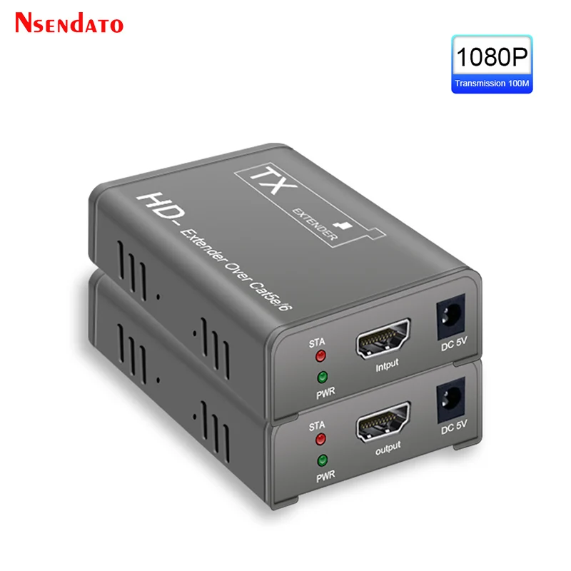 HDMI Extender Over Cat6 Ethernet 100M Extender HDMI RJ45 1080P HDMI to RJ45 Network Cable Extender For STB DVD Camera PC Monitor