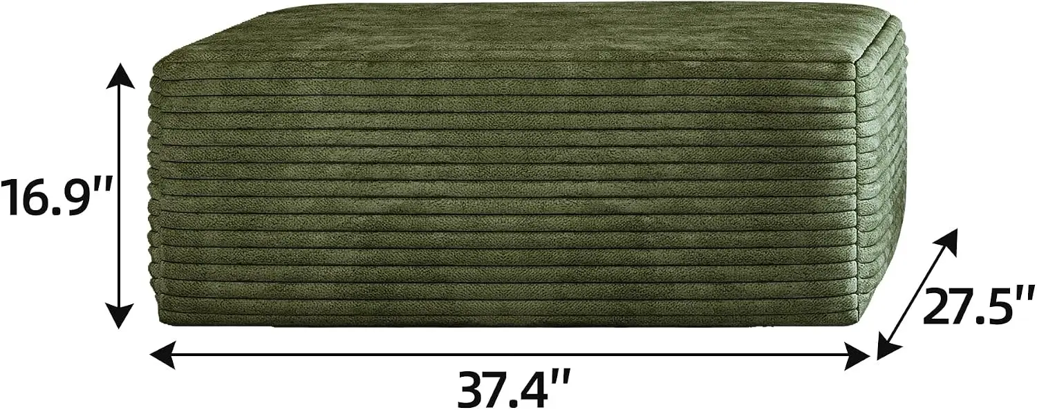 37.4 Inch Oversized Ottoman for Couch, Corduroy Upholstered Footrest with Compressed Memory Foam, Modular Sectional Cloud Pouf,