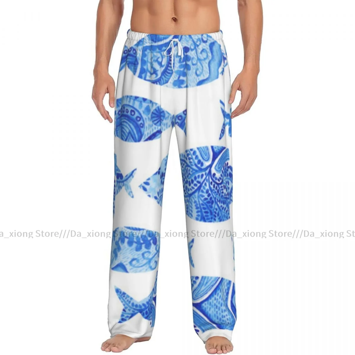 Fish Sea Animal With Ottoman Ornated Mosaic Mens Pajamas Pyjamas Pants Lounge Pants Sleep Bottoms