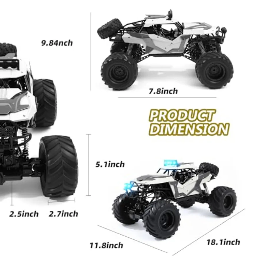 Large Amphibious Rc Car For 3+ With Waterproof Abs Body Blue And Yellow Led Lights For Water And Land Driving
