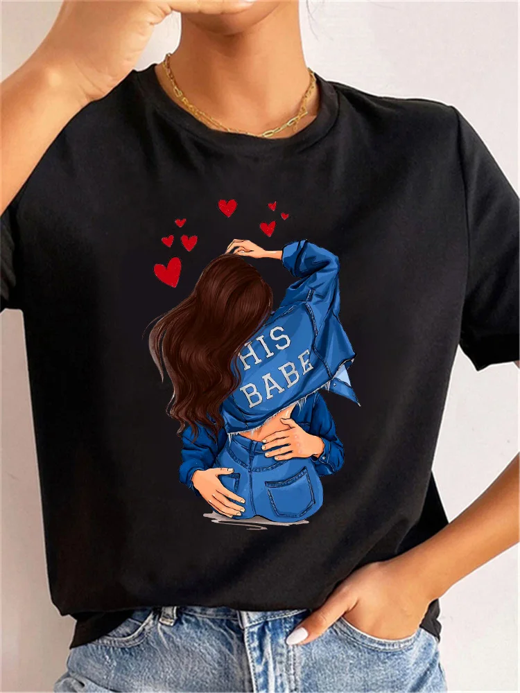 Koszulka damska Cartoon Kiss Shirt Harajuku Summer Short Sleeves Female T Shirt Streetwear Casual Female Clothes Black Top Tee — zdjęcie 2