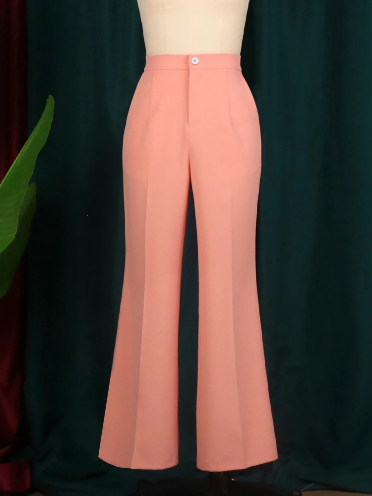 Wide Leg Pants Plus Size Women High Elastic Waist Pink White Long Capris Office Lady Casual Wear Trousers Autumn Winter New 2023