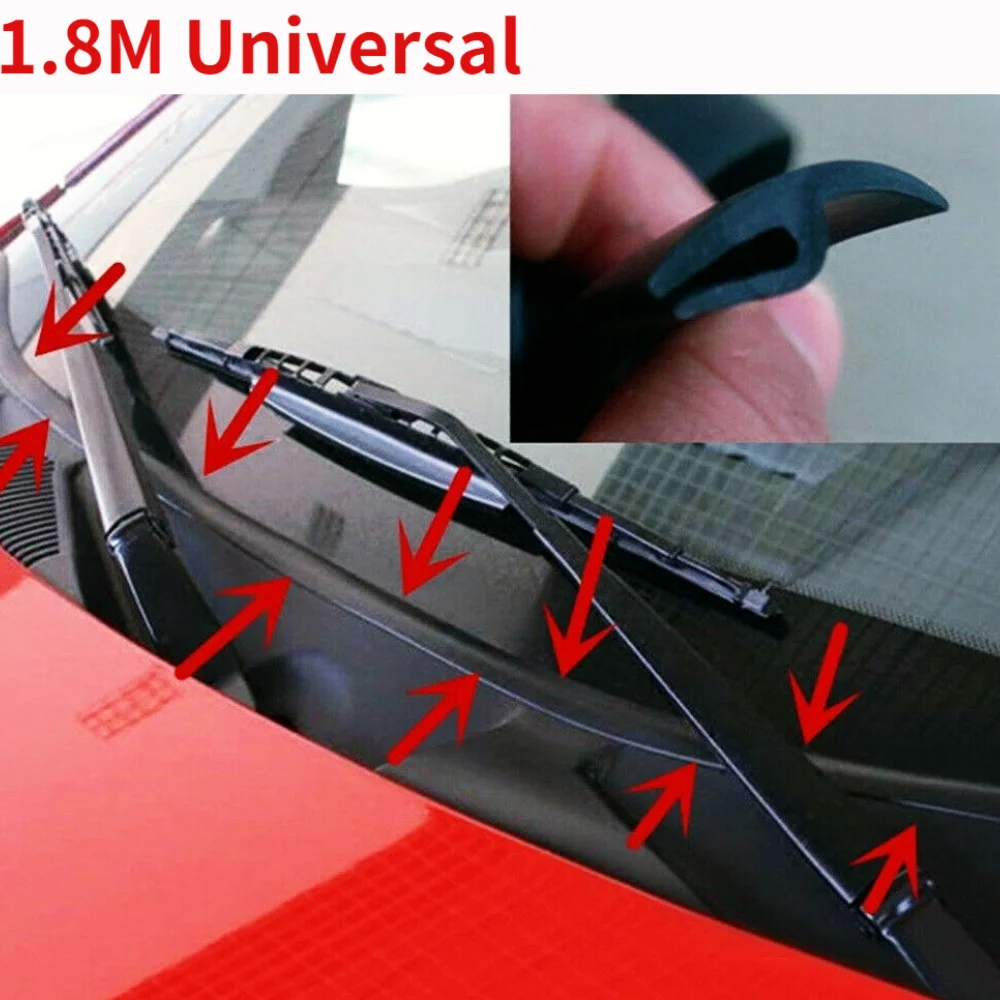 

1.8M Ageing Rubber Seal Strips Under Front Windshield Wiper Panel Sealed Trim Moulding Upgraded Car Strip Accessories Universal