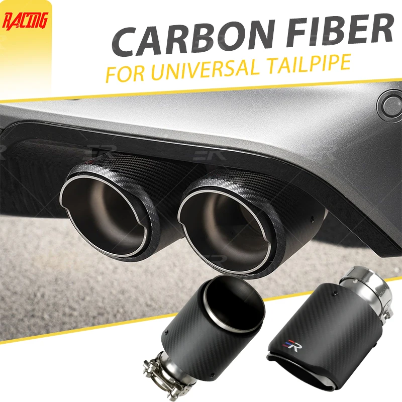 1 PC ER Universal Matte Real Carbon Fiber High Quality Exhaust Tip Muffler System Car Accessory Nozzle For Auto Modified