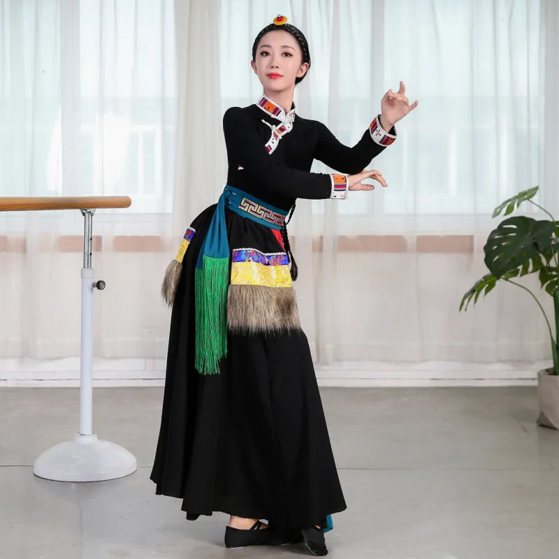 Tibetan Square Dance Costume Spring/Summer New Set with Middle Sleeve Stage Performance Costume Art Examination of Tibetan Large