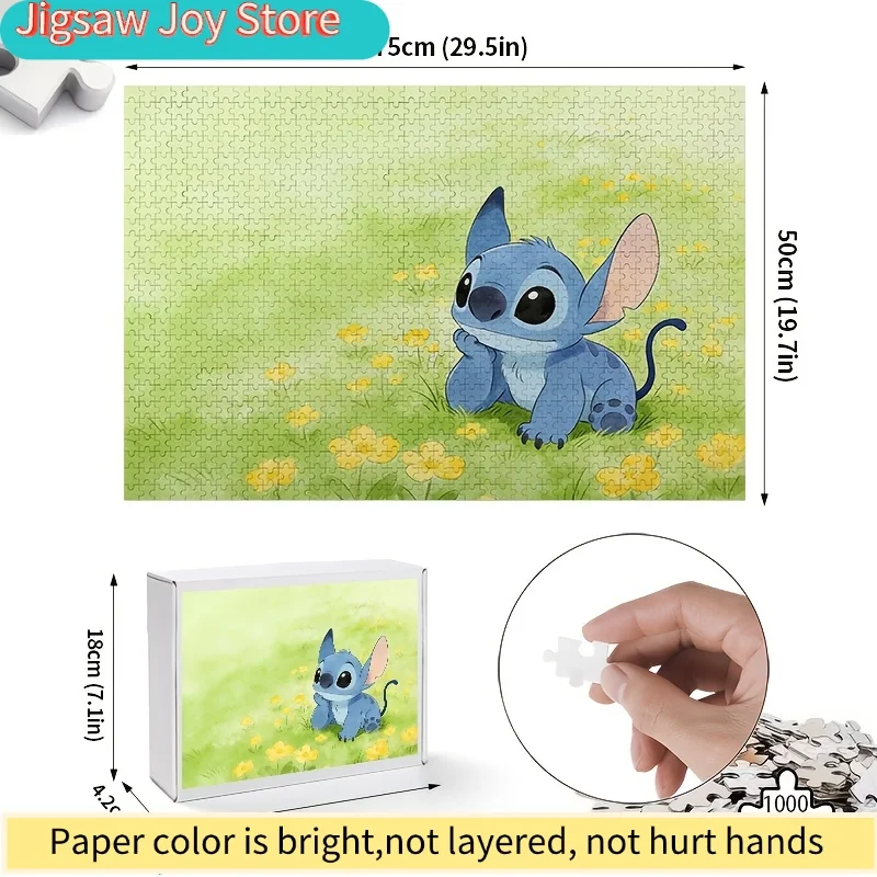 1000 قطعة لغز ديزني بيبي ستيتش ميدو |   لعبة كرتونية لطيفة لتخفيف التوتر للبالغين، ديكور جداري بدون إطار للاستخدام الداخلي