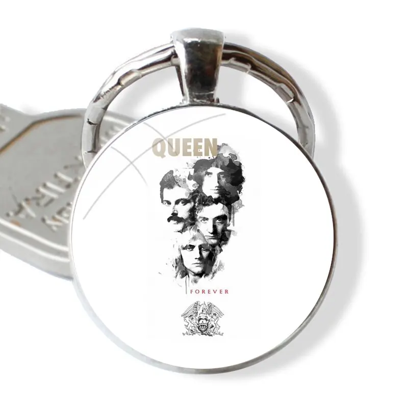 Queen Rock Group Keychain Handmade Glass Cabochon Key Ring Holder Pendant Key Chains