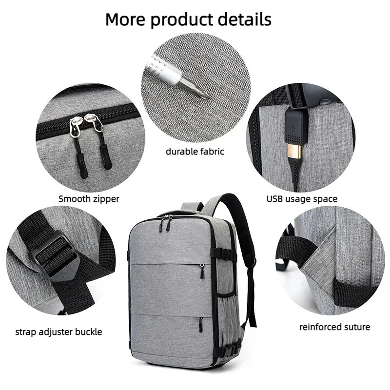 Zaino da lavoro multifunzionale, grande capacità, spazio porta di ricarica USB, zaino da uomo d'affari, zaino per computer da uomo