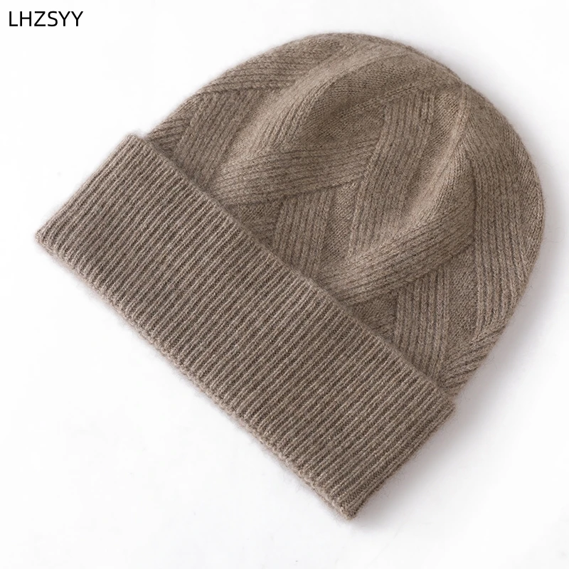 LHZSYY Unisex Pure Cashmere Baotou Hats Fashion Mat editing Warm Hats 23Autumn Winter New High Quality Knit Ear Protection Hats