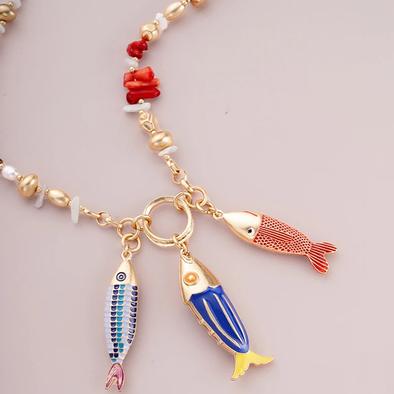 Fashion Bohemian Cute Fish Gifts Pendant Ethnic Necklaces for Girls Women Ocean Animals Jewelry Charms girls mermaid accessories