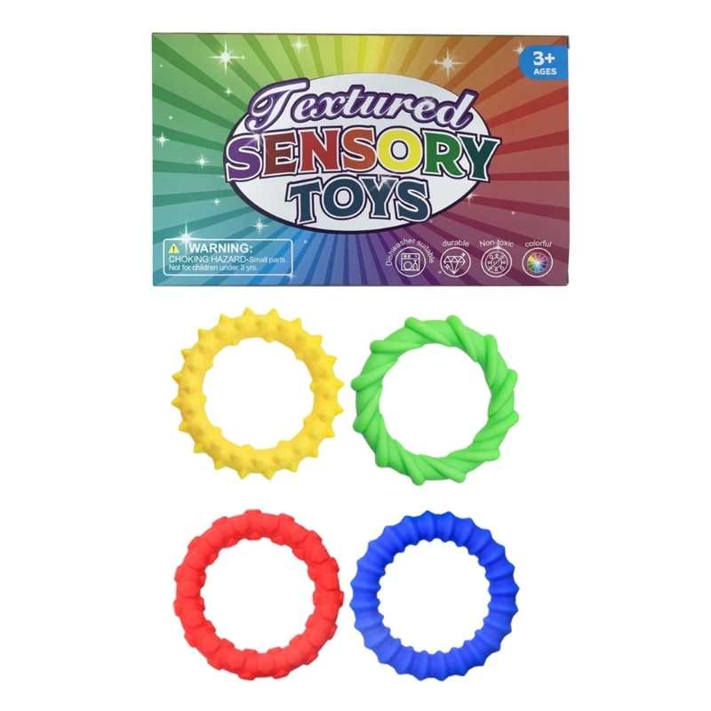 

Calming Sensory Stretch Wristbands for Concentration and Stress Reduce 4Pieces/Set for Children and Adult Entertainment D5QF