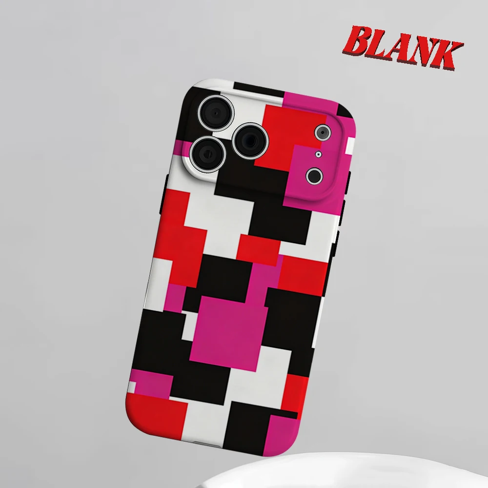 

Vivid Geo Square 2-in-1 Phone Case For iPhone 17 16 15 14 13 Pro Max Air 16e INS Flower Hard PC Bumper Cover Coque