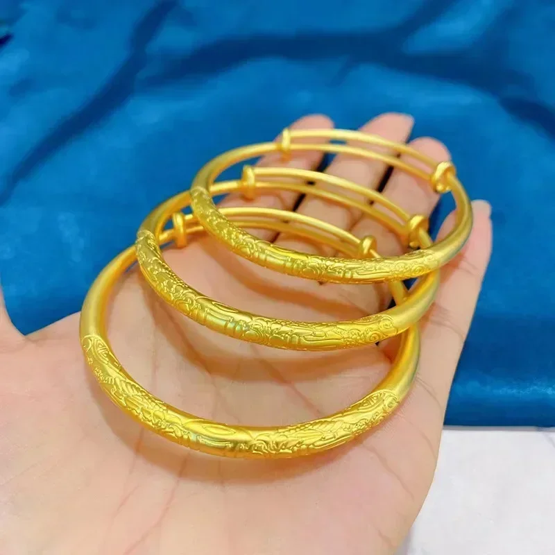 

9999 real gold 24K Pixiu bracelet 5mm round female push-pull bracelet