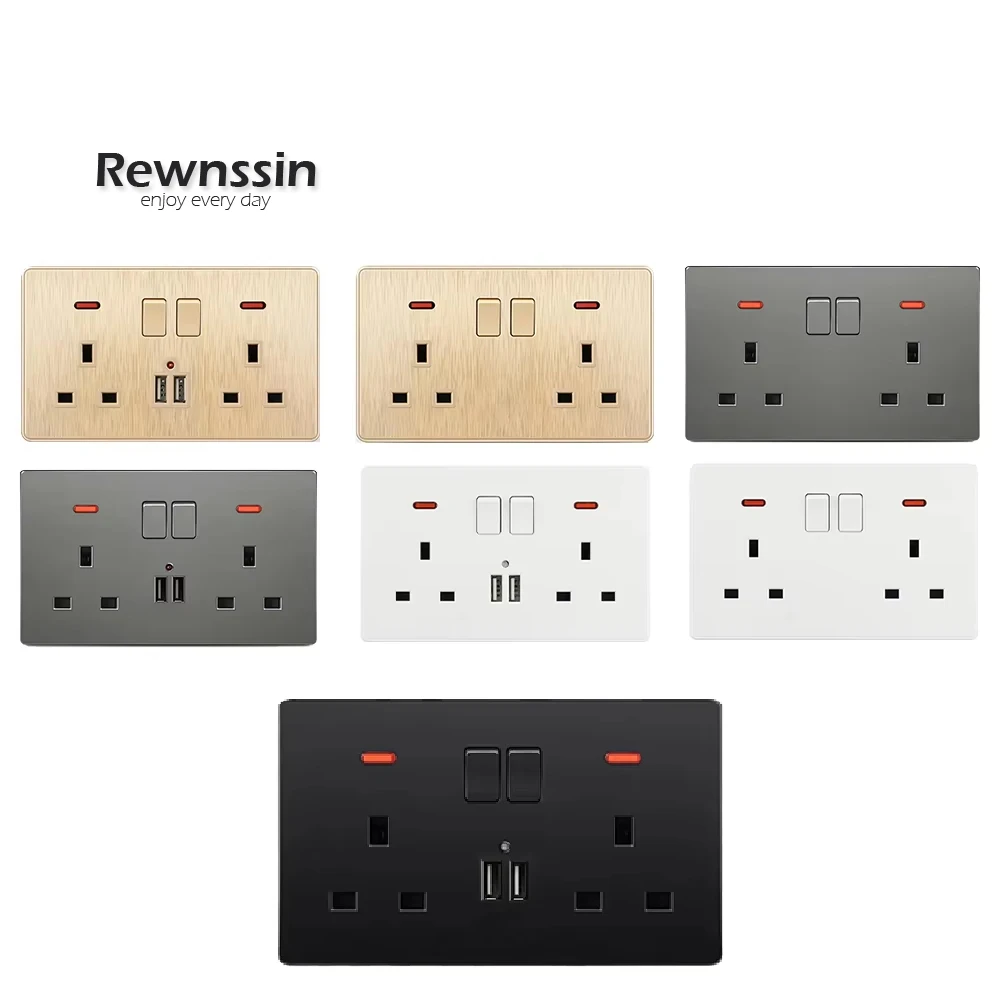 

Розетка 13А со светодиодным индикатором, двойная розетка USB Pwer, стандартная одинарная и двойная розетка Великобритании, порт быстрого зарядного устройства Malta