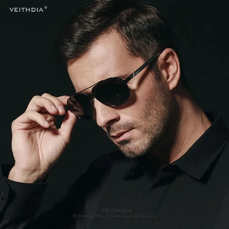 VEITHDIA العلامة التجارية الجديدة الاستقطاب النظارات الشمسية المعدنية UV400 عدسة الإطار المعدني الرياضة في الهواء الطلق القيادة نظارات واقية للذكور FH2605