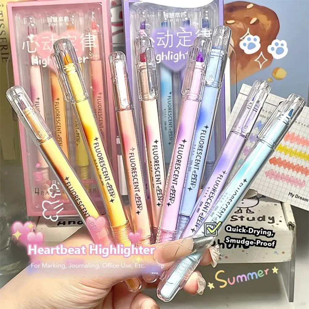 

4Colors/Set Double Head Highlighter Gradient Color Art Painting Graffiti Color Marker Pen Hand Account Pen Student Gift