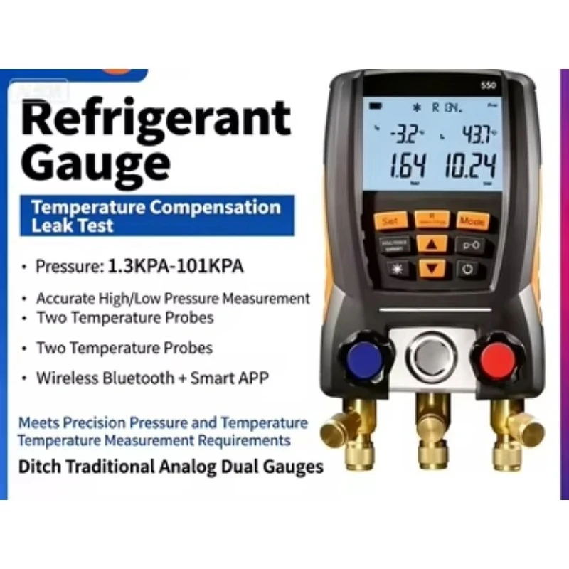 Digital Manifold Gauge 2 Valves HVAC Pressure Meter Compatible with 0560 0550 System