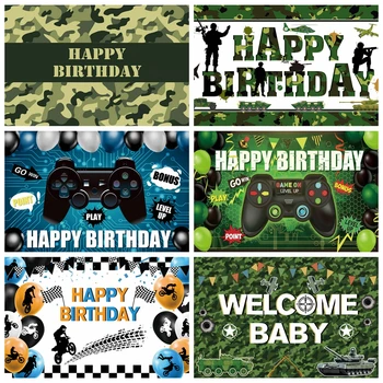 Camouflage Boys game birthday party game console photo backdrops for photo studio