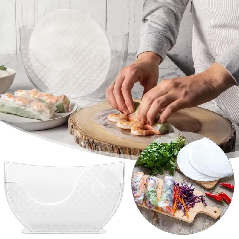 Rice Paper Packaging Container Spring Rolls Water Bowl Rice Paper Holder Vietnamese Pie Box Kitchen Tools