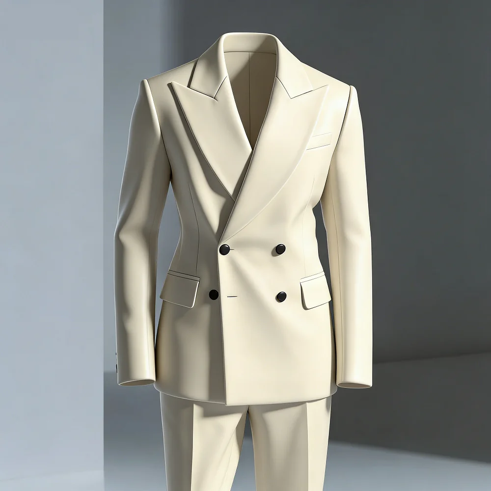 

Мужской белый однотонный костюм-двойка для повседневной носки, офиса, деловых встреч, свадеб и официальных мероприятий