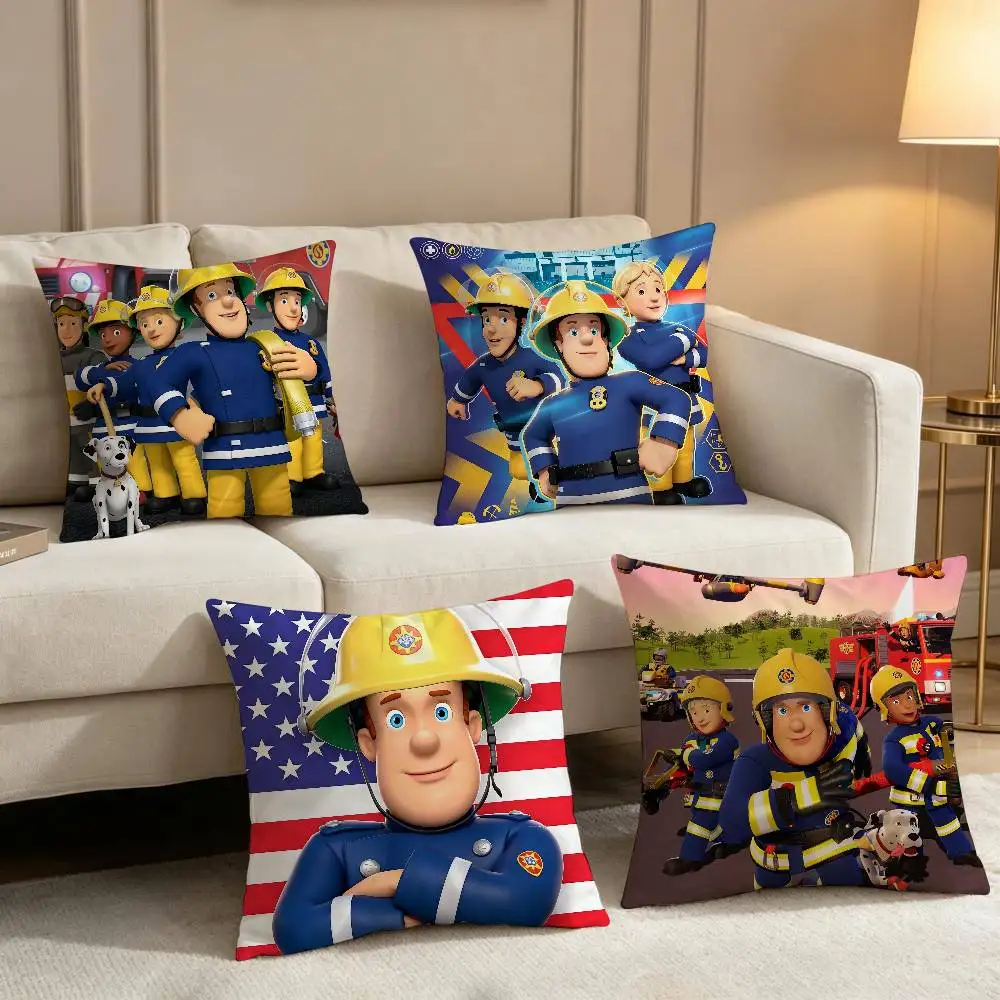 Anime For Firemans S-Sam Pillow Case For Home Bedroom Car Office Decoration Living Room Sofa Cushion Cover Suitable