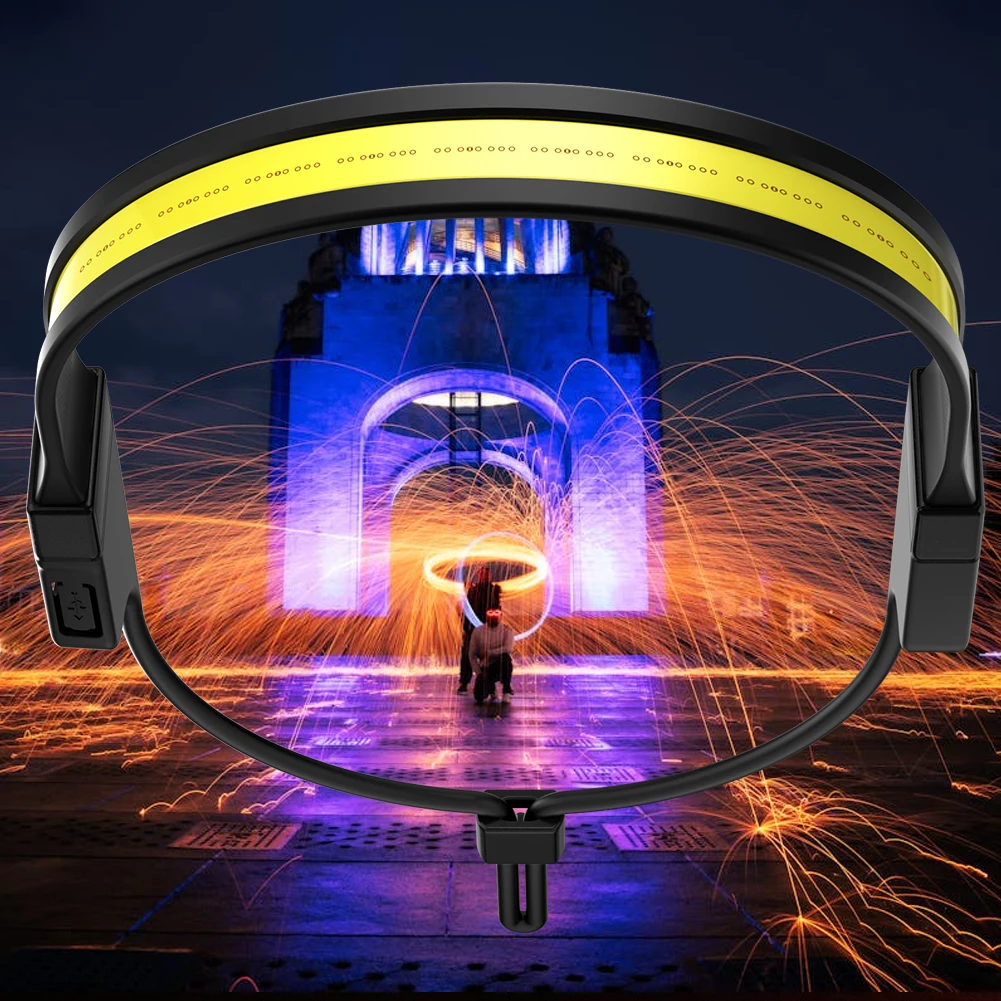 

LED+COB Waterproof Headlight 300LM USB Rechargeable Head Torch 3 Modes Digital Power Dispaly for Running Cycling Camping