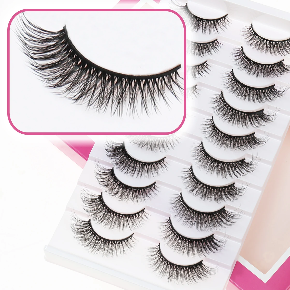 

Xuanfeiwu Stage Performance Thick Makeup Tool 5D Short Front and Long Back False Eyelashes Whole Oblique Flying Eye Tail Elongated Eyelashes Self-Grafting Multi-Layer Stereo Eyelashes