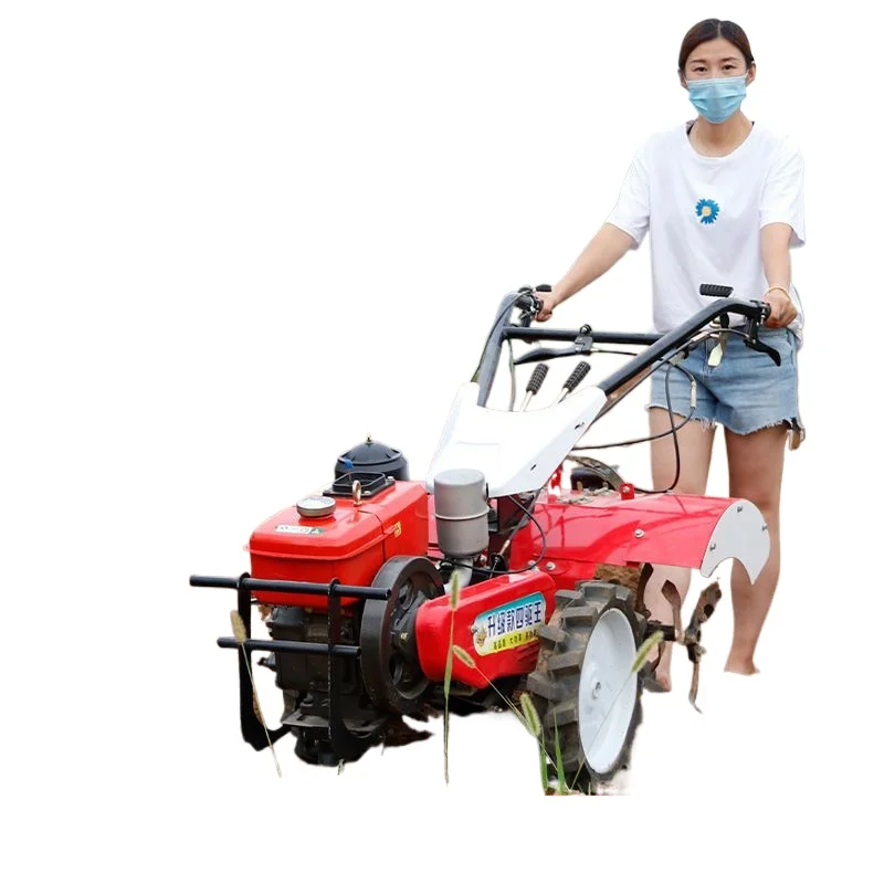

New micro-tillage new ditch agricultural rotary tiller old man four-wheel drive plowing small soil-turning household