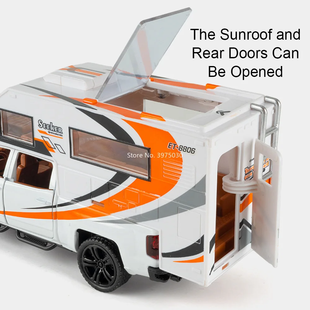 1:32 캠핑카 자동차 합금 다이캐스팅 모델 장난감 휠 후진 고무 타이어 미니어처 캠핑카 남자아이 교육용 장난감