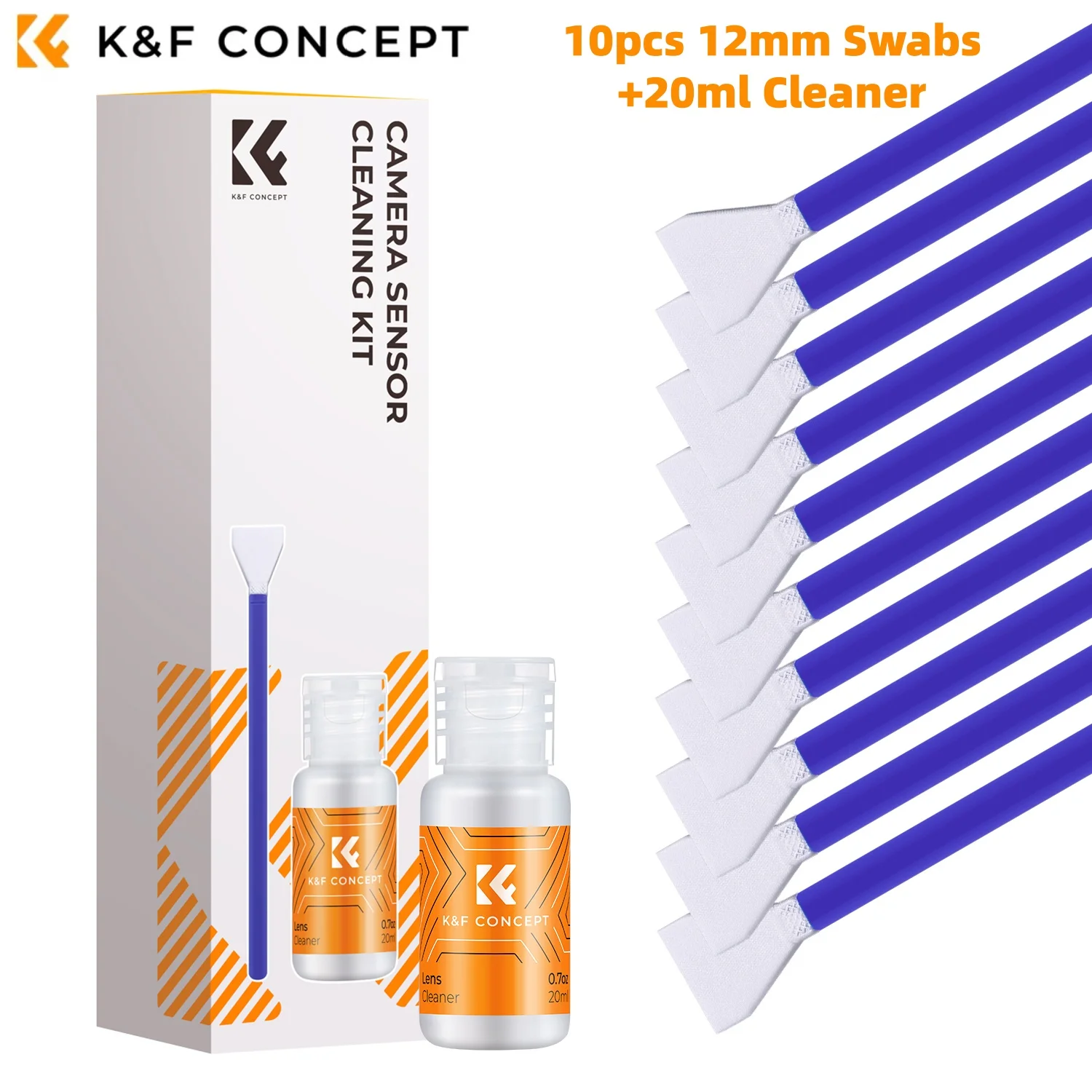 K&F CONCEPT 12mm Micro Four-Thirds 4/3 Sensor Cleaning Swab *10&20ml Liquid Sensor Cleaner Kit For M4/3 Olympus Panasonic Camera
