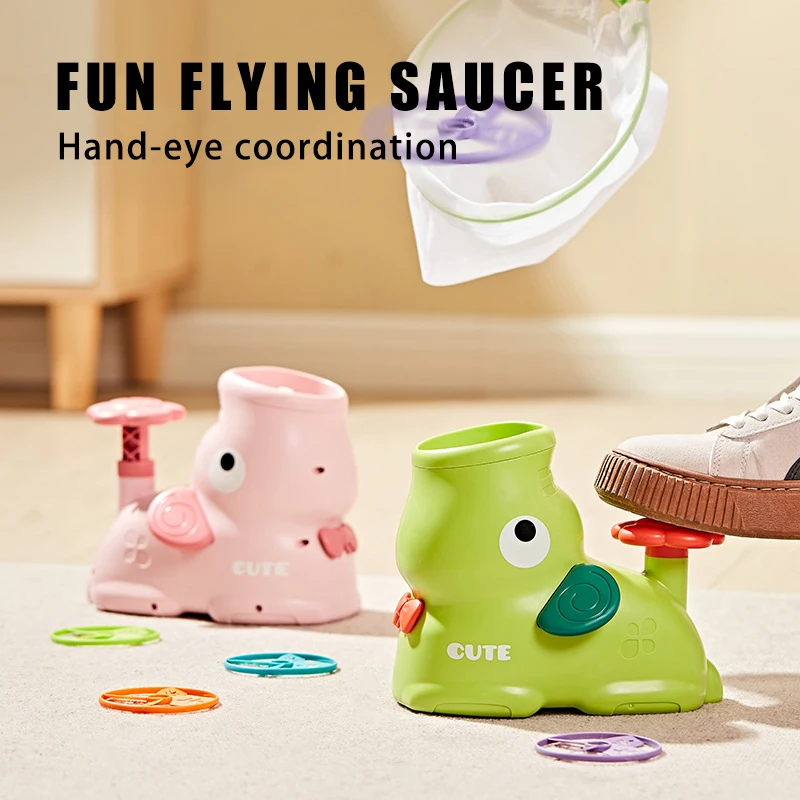 Flying Disc Launcher Air Rocket Toy Soaring Saucer Foot Launcher Kids Jump Sports Games Toys Flying Saucer Rocket Launcher Toy