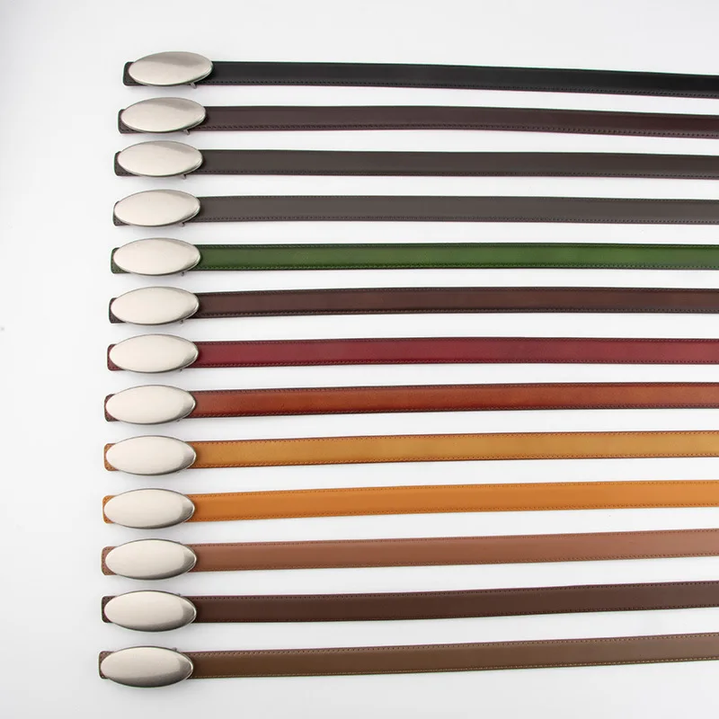 Ikat pinggang wanita modis gesper paduan oval, kulit asli bermutu tinggi dengan ikat pinggang dekoratif jeans