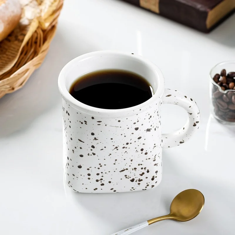 

Simple Klein Blue Mug Colored Glaze Ink Splashing Ceramic Coffee Cup Breakfast Cup Creative Gift for Friends