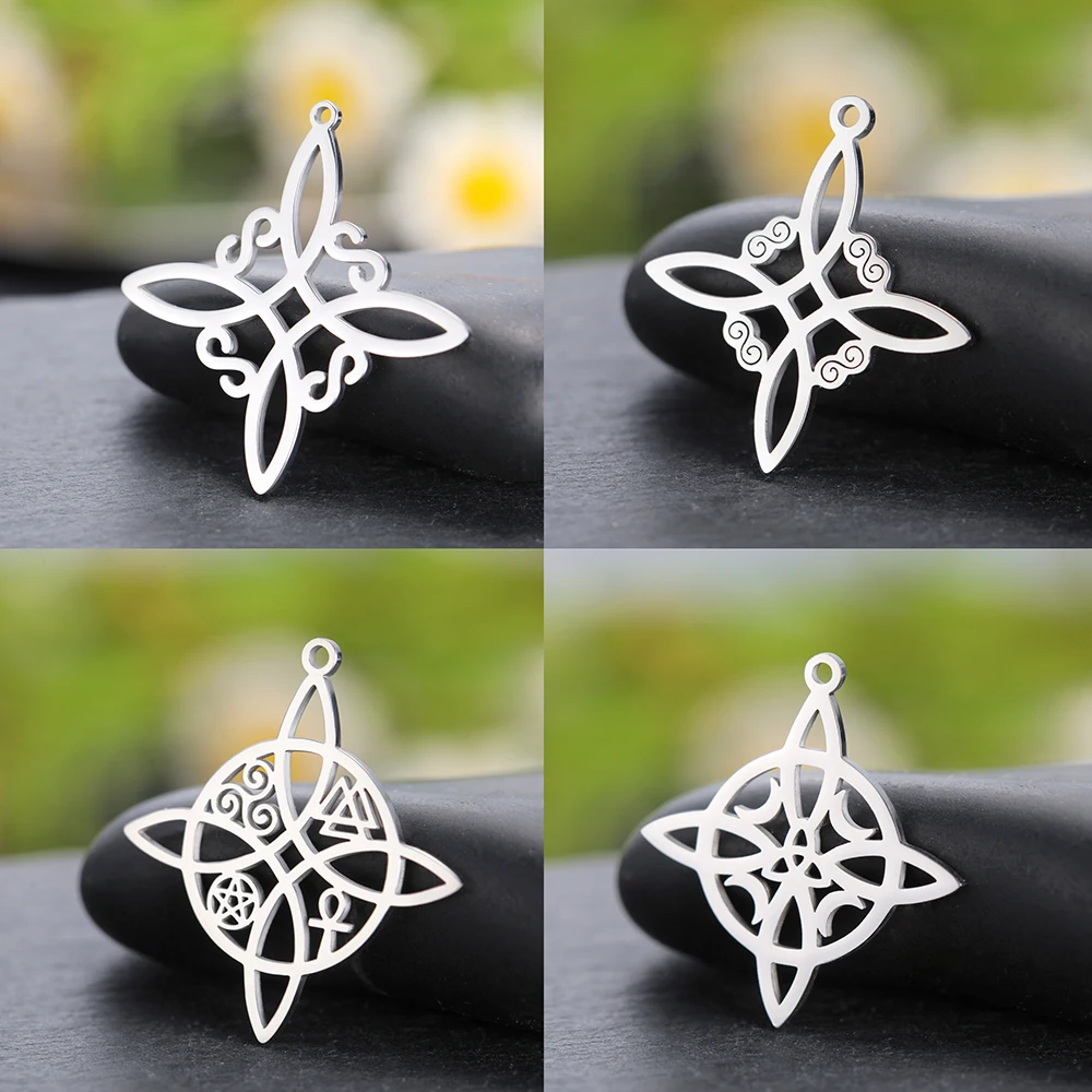 

Dawapara Stainless Steel Witch Knot Charms for Necklace Earrings Trinity Knot Religious Symbols Pendant DIY Jewelry Making