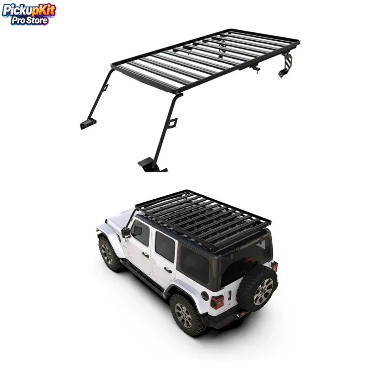

Heavy-Duty Black Steel & Aluminum Cargo Basket Roof Rack for Wrangler JL 4-Door 2018+ Off-Road
