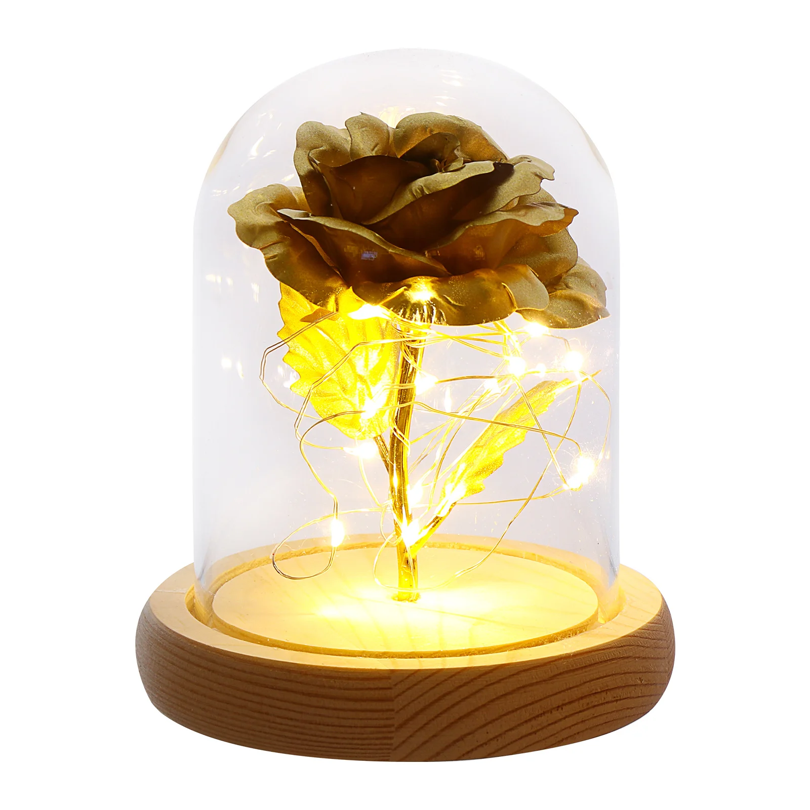 

Gold Foil Rose In Glass Luxury Retro Desktop Decoration Creative Table Ornament For Home Office Display Art