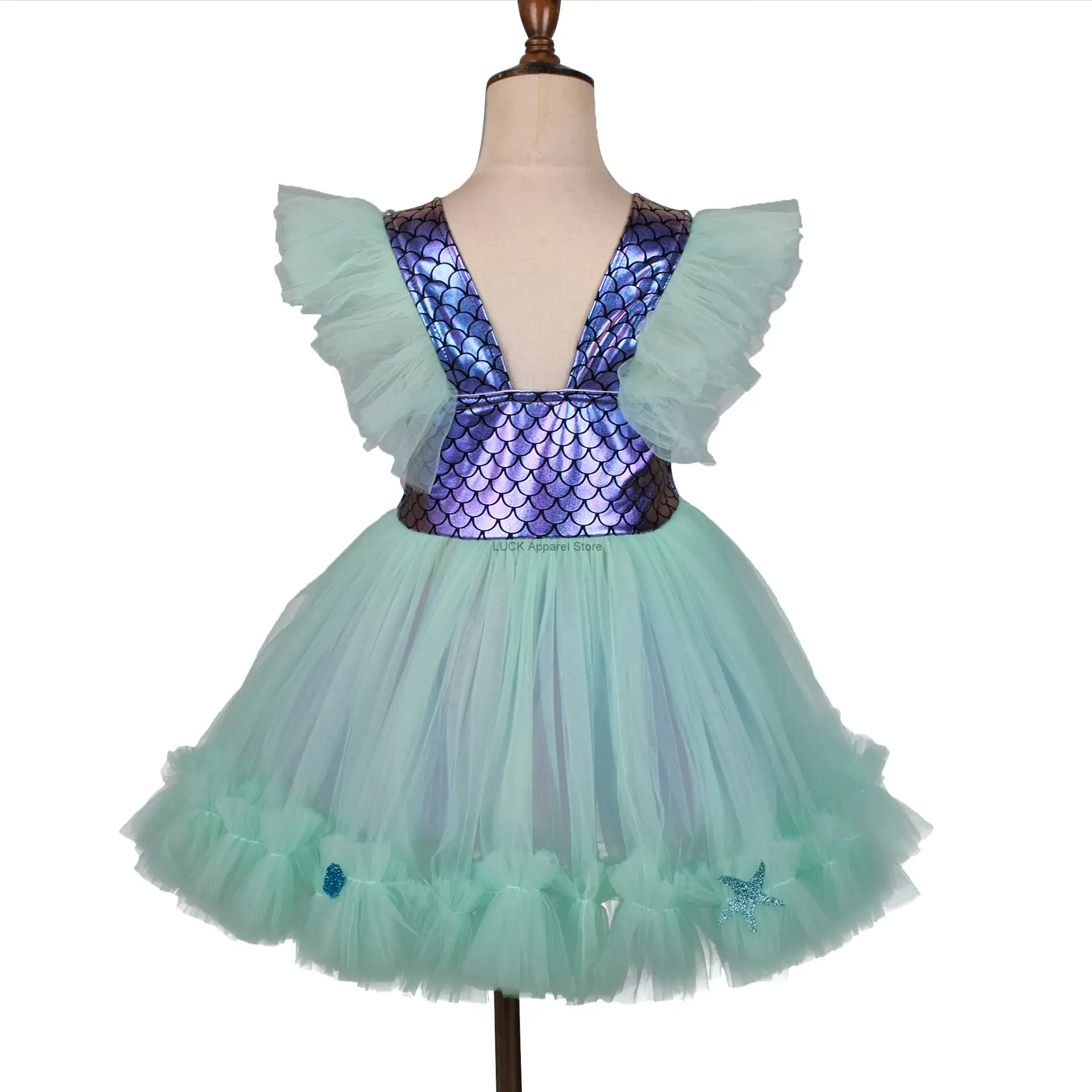 Children's Day Cosplay Mermaid Princess Dress With Hairband Dress Girls' Cute Princess Dress