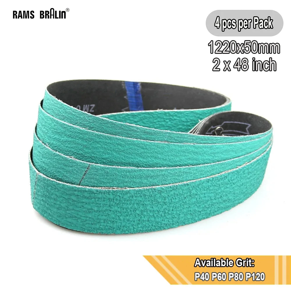 4 sztuki 1220x50mm Taśmy ścierne z tlenkiem cyrkonu 2"x48" do usuwania dużych zapasów