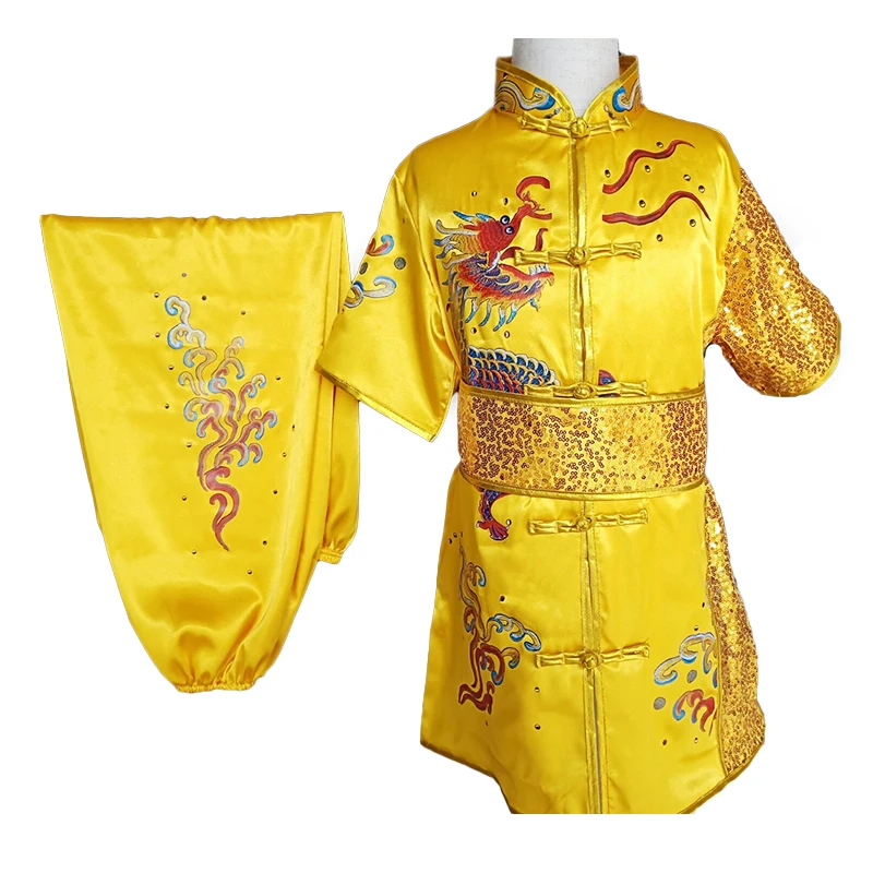 

Китайские наряды для детей, детские комплекты для боевых искусств тай-ушу, кунг-фу, костюм для выступлений, костюмы дракона с вышивкой
