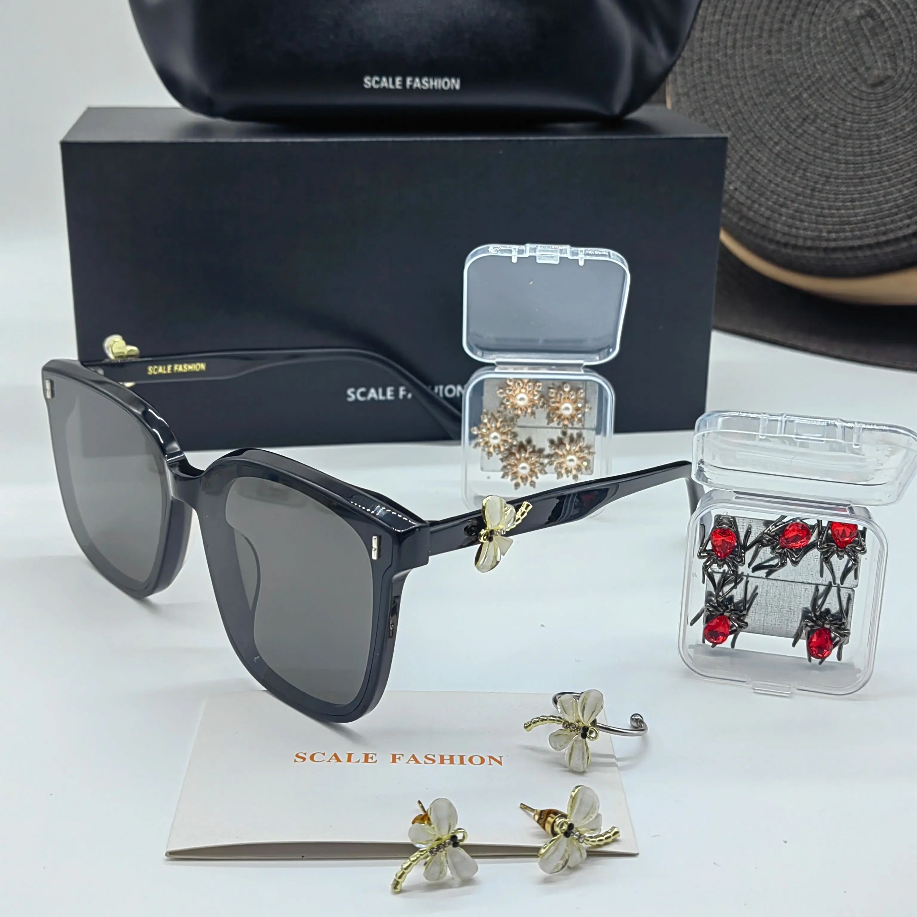 DIY Magnetic Sunglasses with  “interchangeable bee charms”   accessories  Decor + Matching Earrings Ring Set | 3-in-1 Fashion Ey