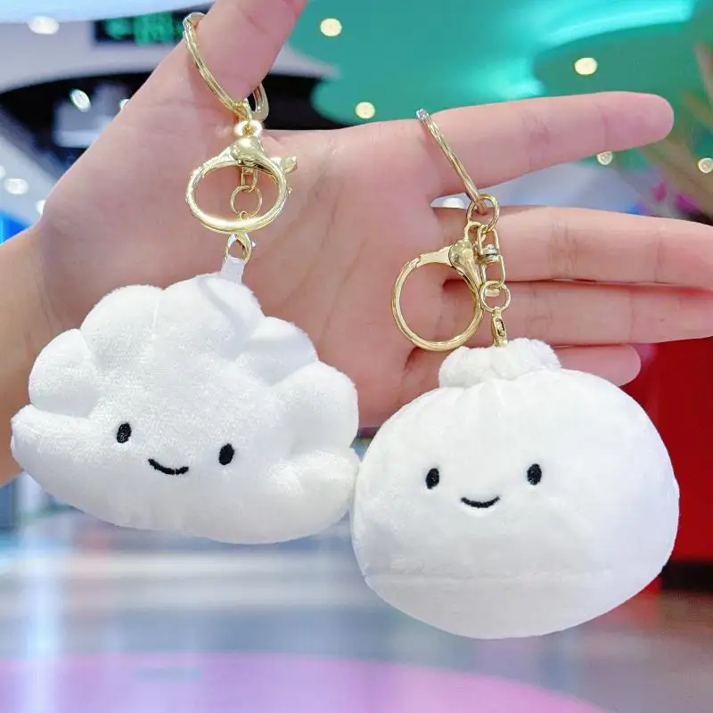 Entzückender chinesischer Dim-Sum-Plüsch-Schlüsselanhänger, flauschiger Dampfnudel-Puppenanhänger, niedliche Taschenaccessoires für Feinschmecker und Anime-Fans. – Detail 1