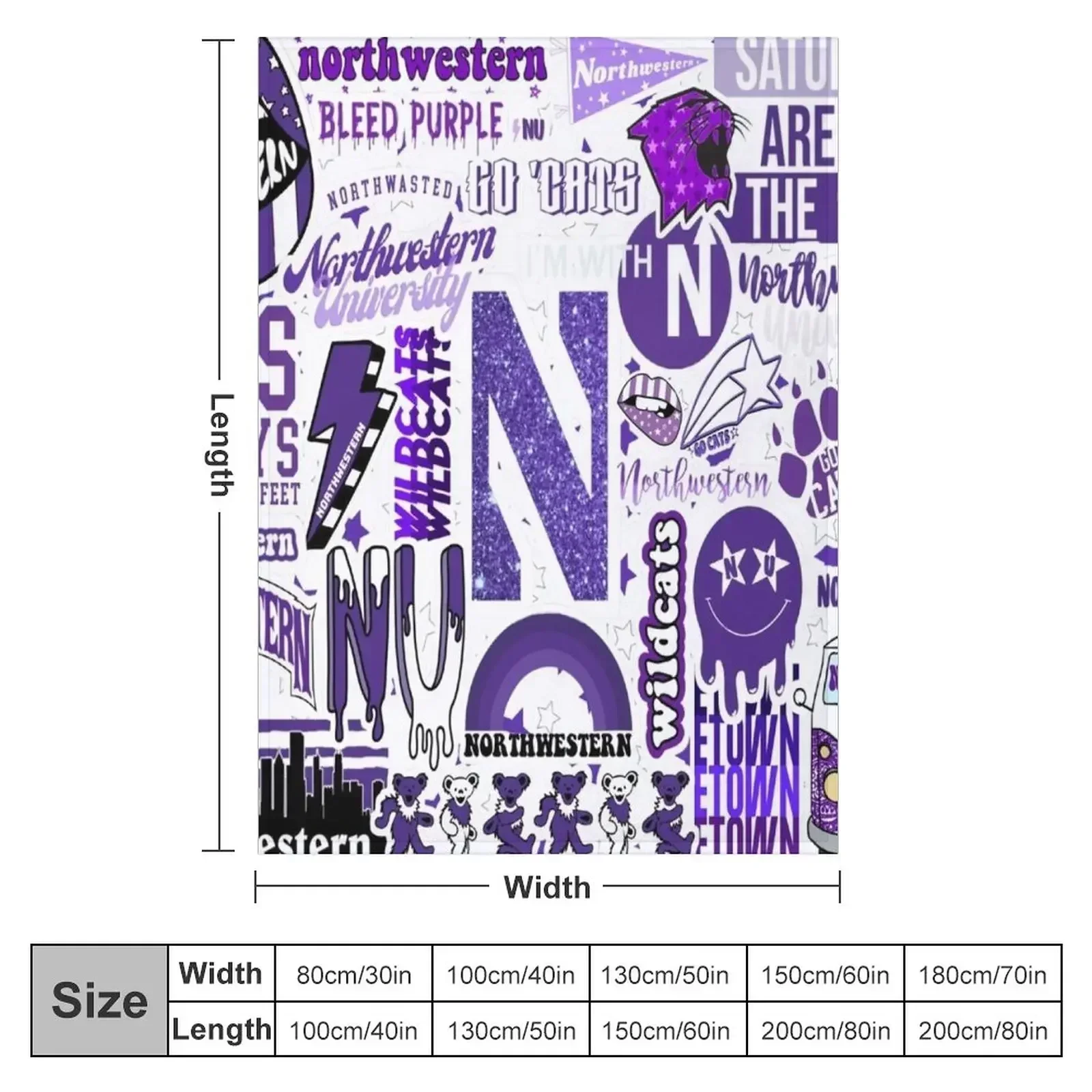 N O R T H W E S T E R N collage design Throw Blanket Picnic wednesday Sofas anime Blankets