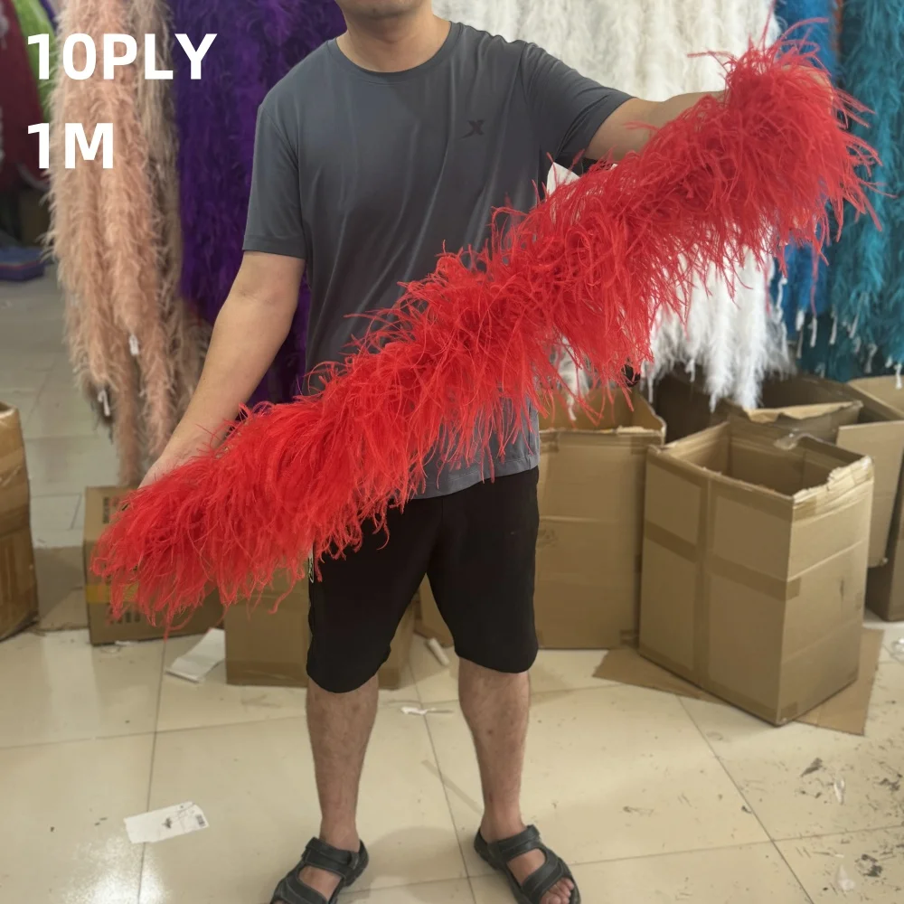 Customized Ostrich feathers boa 1 Meter Trim Natural Ostrich Feather Boa 2 3 6 8 10Ply Party Dress Sewing Accessory Decoration