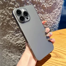 Luxury Natural Titanium phone case for iphone 16 15 14 13 Pro Max 16 Plus All inclusive Cover Shockproof Bumper